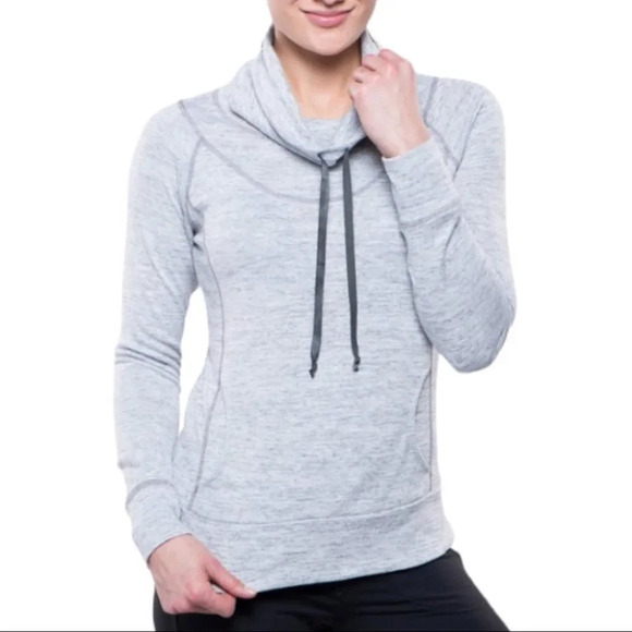 Kuhl Lea  Heather Gray Funnel Cowl Neck Pullover Sweater Sweatshirt Womens Sz M - Picture 1 of 15